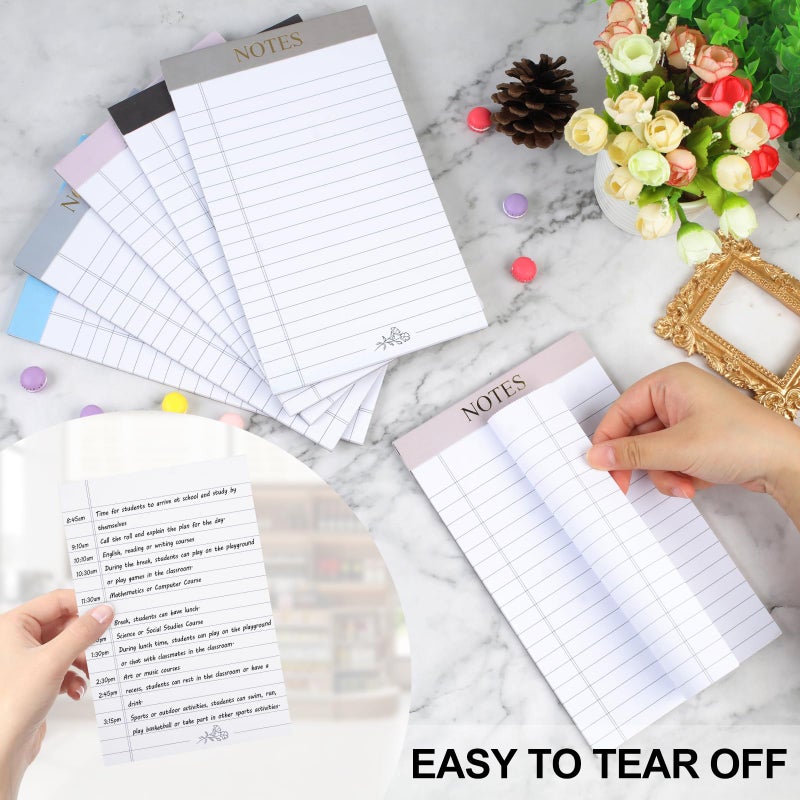 مفكرة AZUREAL 6P، وسادات قانونية 5x8 مع ثقوب صغيرة، 6 وسادات كتابة مختلفة الألوان 30 ورقة لكل مفكرة، وسادات ورقية مبطنة للمنزل والمدرسة والكلية والمكتب والأعمال - Image 3